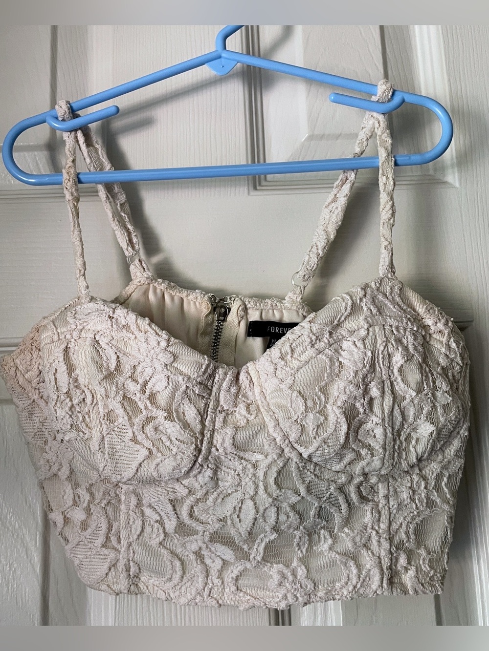 Forever 21 Cream Lace Bustier Crop